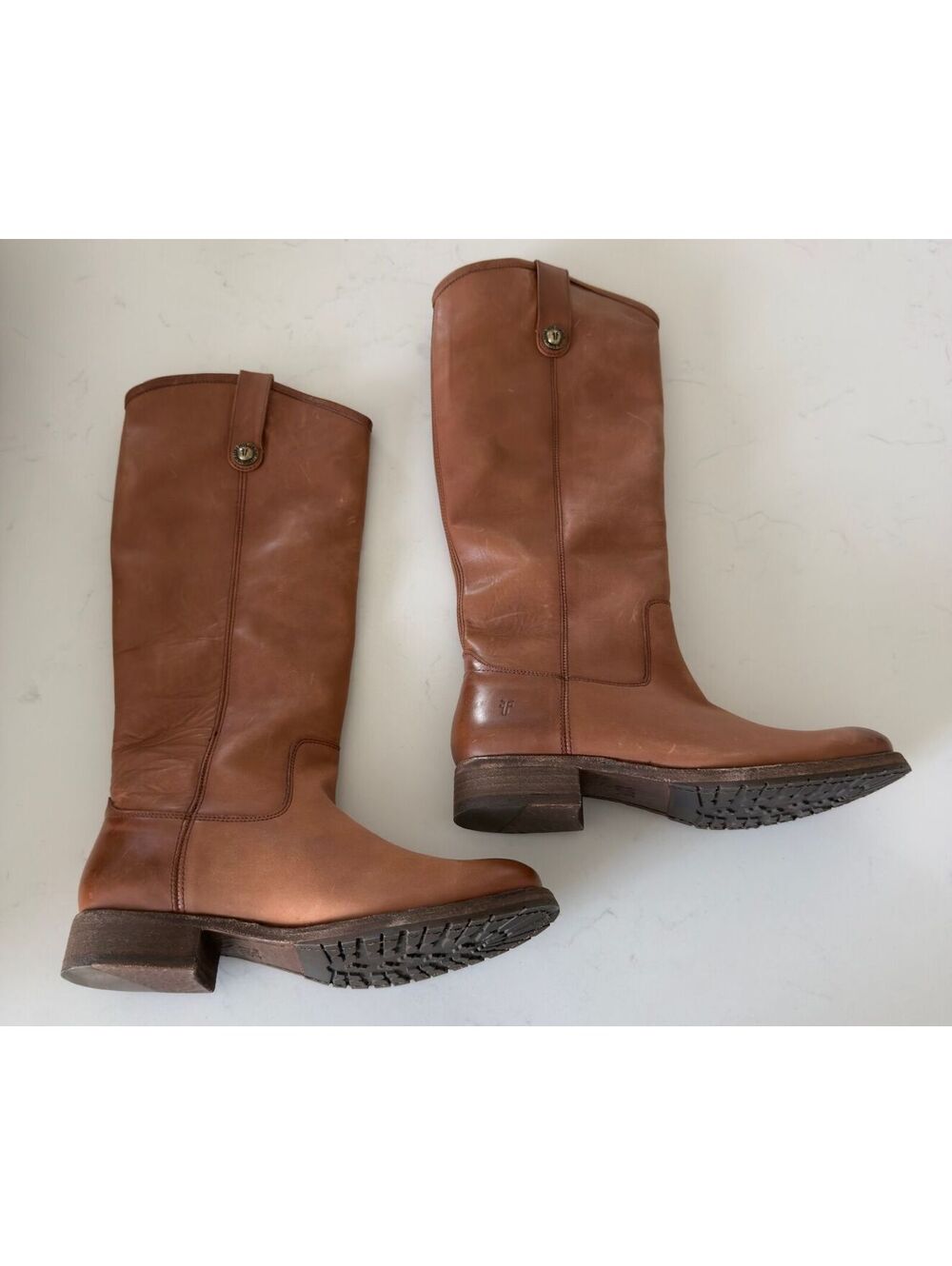 Frye Women Cognac Melissa Button Lug Tall Women Size 8